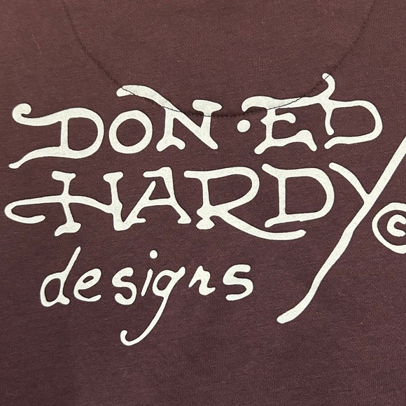 Ed Hardy Navy Blue Cropped Sweatshirt Koi Fish Tattoo Graphic Y2K Womens Medium - Picture 5 of 7